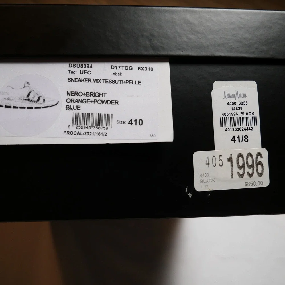 Versace Trigreca Sneakers Mens Nero Bright Orange Blue DSU8094 Size‎ 41 8